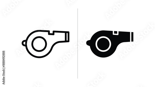 Whistle icon in two different style outline and fill