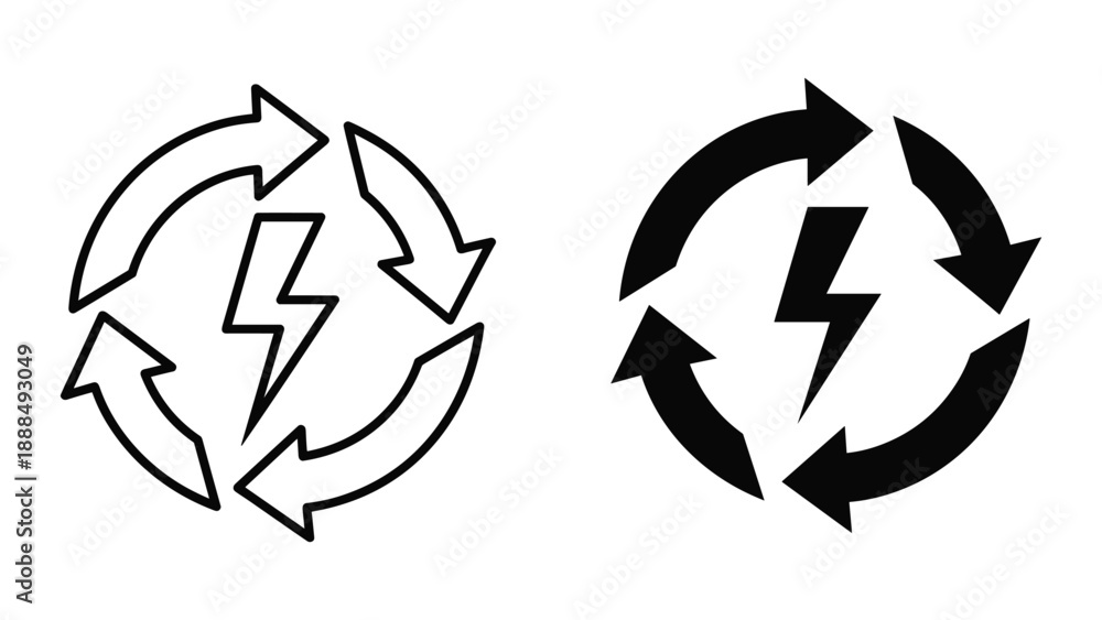 Fototapeta premium Electric energy recycling symbol