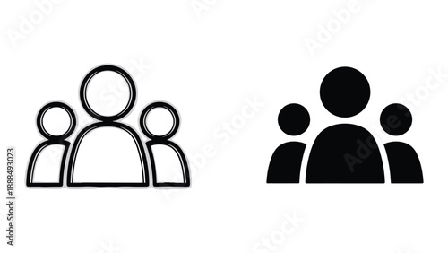 Group of people icon in different style