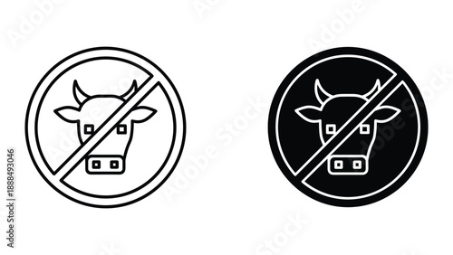No beef sign icon vector illustration