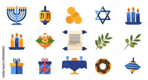Religious holiday symbols illustration festive icons for celebrations