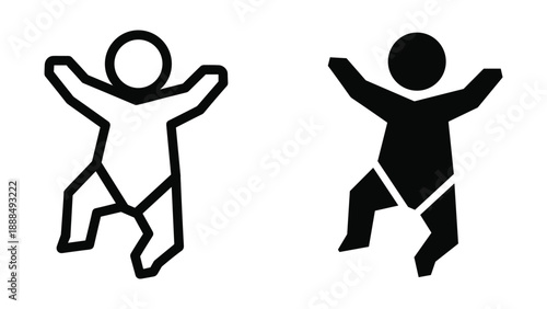 Happy baby silhouette dancing with joy and freedom