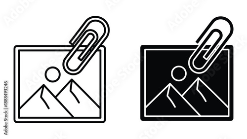 Image attachment icon set in simple design
