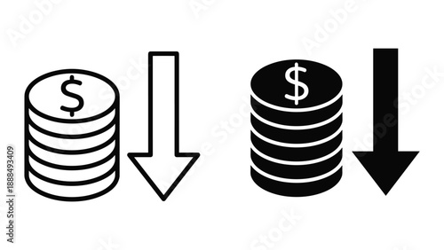 Decrease in dollar stacks illustrated