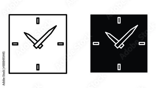 Clock face showing 10 o clock in black and white