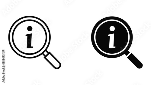 Magnifying glass with information symbol inside