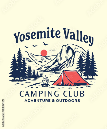 yosenite valley camping tshirt design