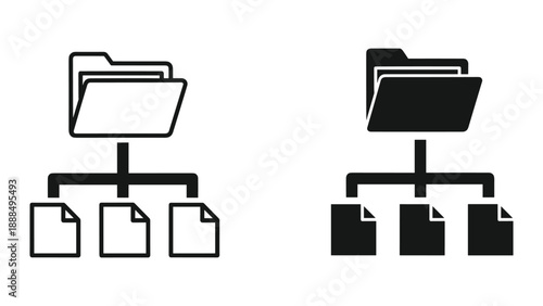Folder structure icon set with files
