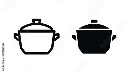 Simple black silhouette of cooking pot with lid