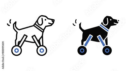 Dog with mobility issues using wheelchair for support