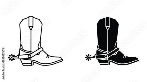 Cowboy boots illustration set