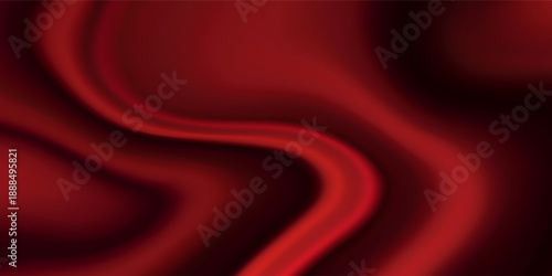 Silk red background. Abstract vector pattern with copy space. Liquid wave texture, smooth drapery wallpaper. Wedding fabric, satin. Wavy design for banner, card, postcard, backdrop.