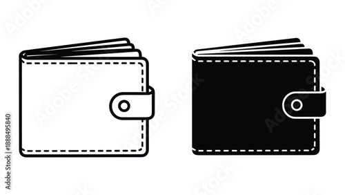 Black and white wallet icon set