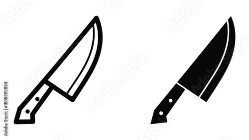 Pair of sharp kitchen knives illustration