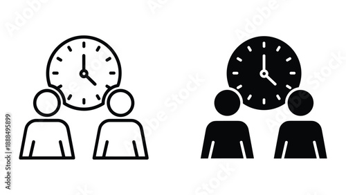 Time management concept with people and clock