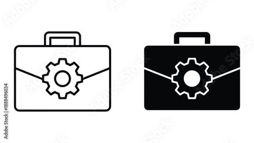 Briefcase with gear icon vector illustration