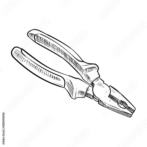 combination plier vector hand drawn illustration