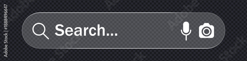Glass morphism Search bar interface icon on transparent background. Web page internet browser button symbol. vector illustration.