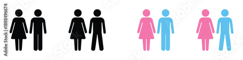 Man and woman icon set. Gender, male and female symbol. vector illustration.