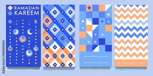 Ramadan kareem themed patterns a collection of four colorful designs