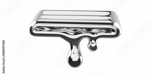 Silver chocolate bar with melting drips a glossy reflective dessert