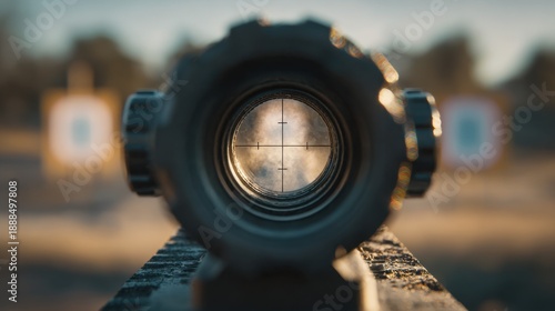  Precision Target: A focused view through a rifle scope, set against the backdrop of blurred target. This image evokes concentration, accuracy, and the thrill of the aim.