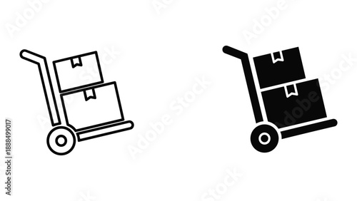 Hand truck with box illustration