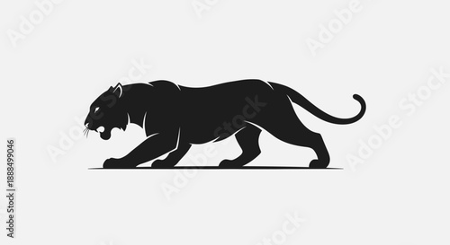 Black Panther Silhouette Walking Aggressively.