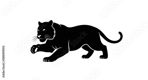 Black Panther Silhouette Walking Forward.