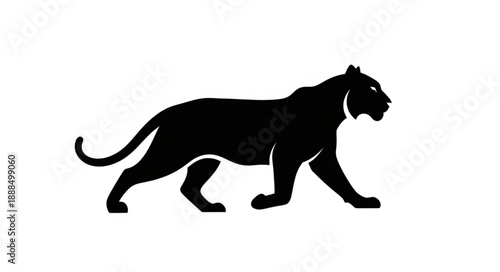 Black Panther Silhouette Walking Confidently Forward.