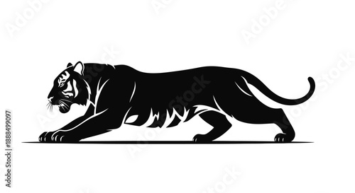 Black Panther Silhouette Walking Forward.