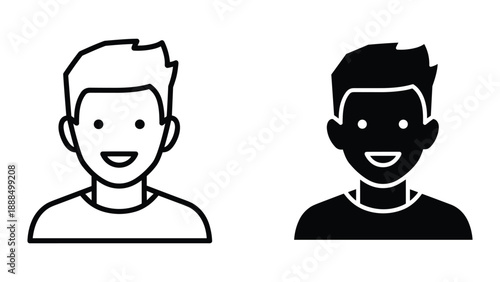 Two simple cartoon style male character illustrations