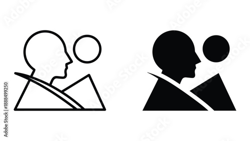 Driver wearing seatbelt icon in two different style