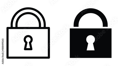 Padlock icon set for security and protection