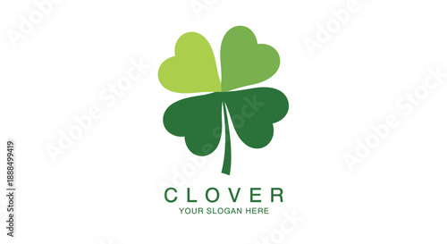 A minimalist green four-leaf clover logo with the word CLOVER and a slogan underneath.