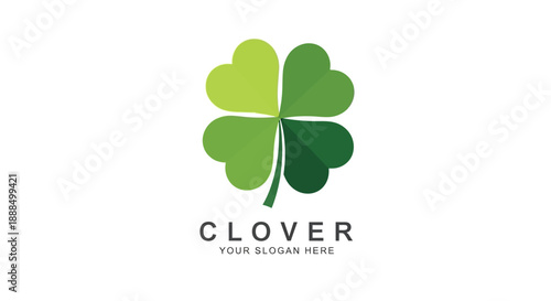A stylized four-leaf clover logo with a gradient of green colors, symbolizing luck and nature.