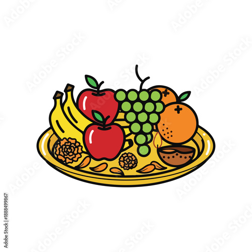 Fruit Platter with Apples Bananas Grapes Oranges