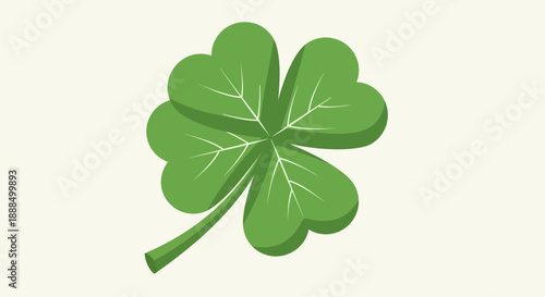 A vibrant green four-leaf clover, a symbol of good luck, isolated on a light background.