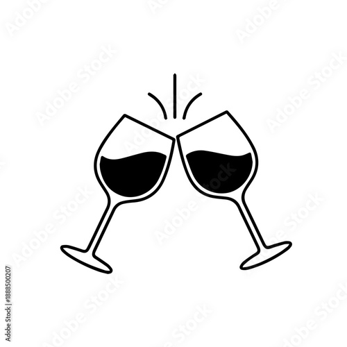Two wine glasses clinking Vector