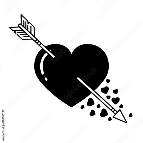 Love's arrow piercing heart Vector