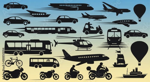 Collection of Transportation Silhouettes.