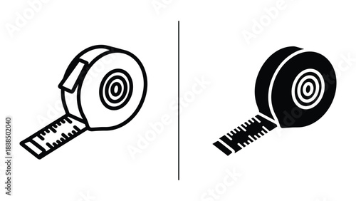 Measuring tape illustration in two different styles