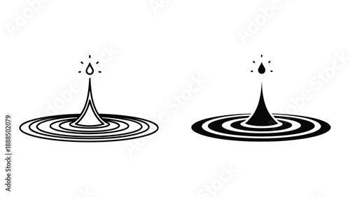 Droplet splashing on water surface creating ripples