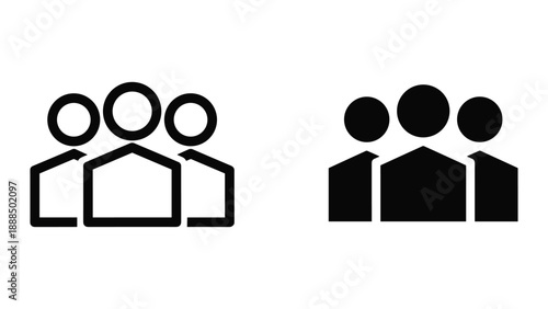 Group of people icon in different style