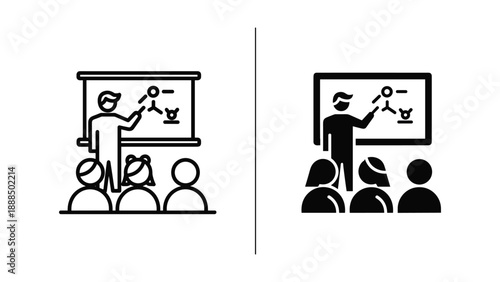 Teacher giving presentation to students in classroom