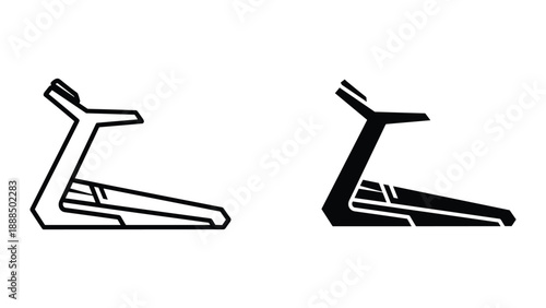 Simple line art of treadmill machine in two different styles