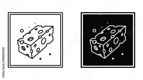 Simple line art illustration of cheese block