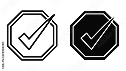 Check mark icon in octagon shape with two different styles