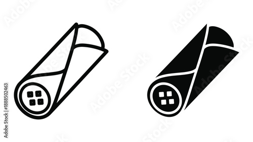 Simple black and white illustration of a rolled up cable