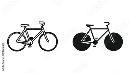 Simple bicycle illustration with outline and solid style